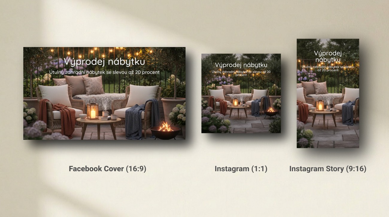 Ukázka bannerů pro výprodej zahraního nábytku