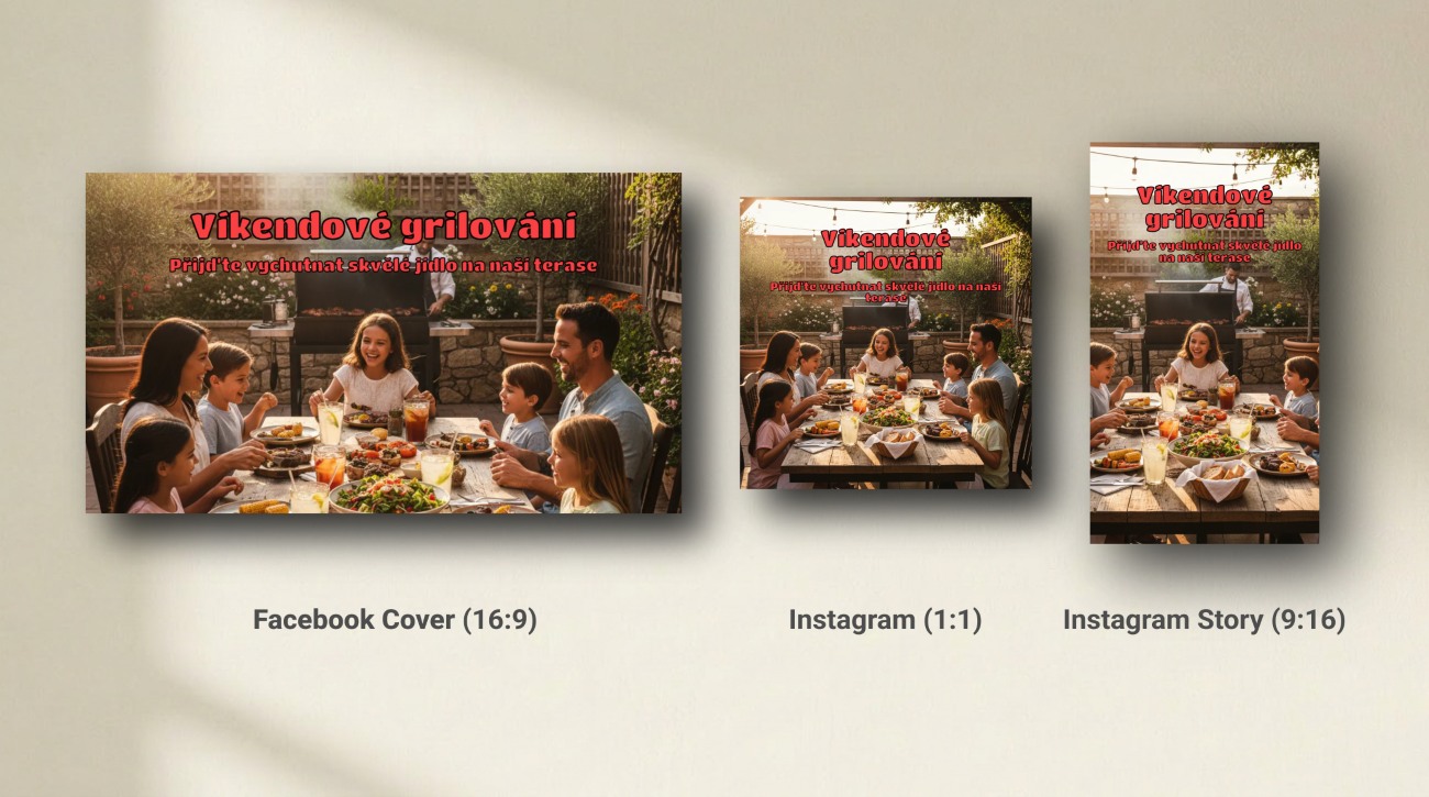 Ukázka bannerů s pozvánkou na víkendové grilovaní na terase